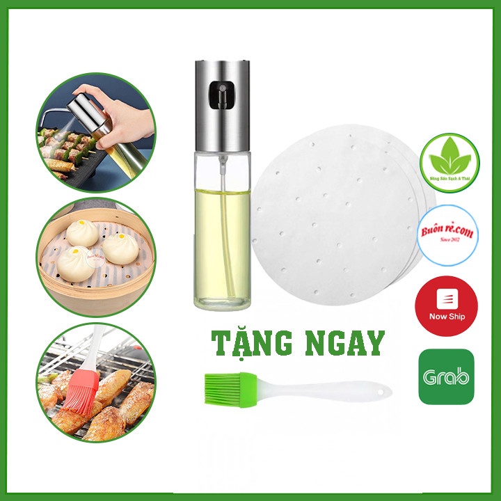 Combo phụ kiện nồi chiên không dầu - Bình xịt dầu + SET 100 tờ giấy nến