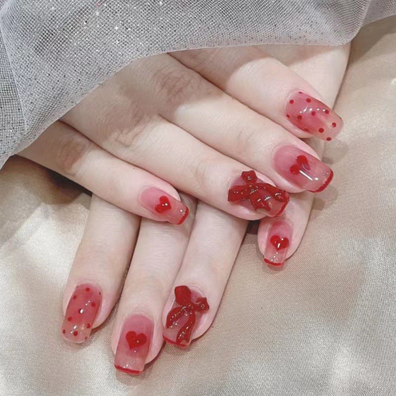 Bộ 24 móng tay giả, nail đính đá đẹp