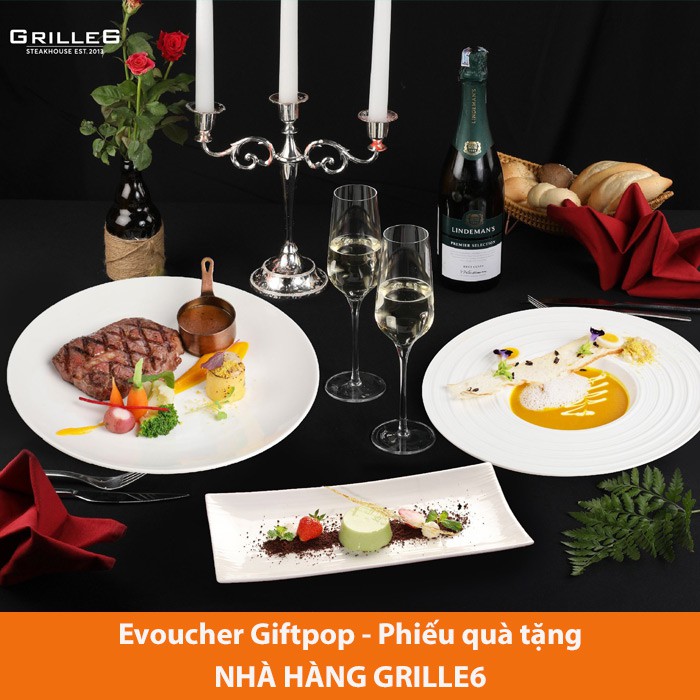 Hà Nội [Evoucher] Phiếu quà tặng áp dụng thanh toán hóa đơn ăn uống tại Nhà hàng Grille6 trị giá 500.000 VNĐ