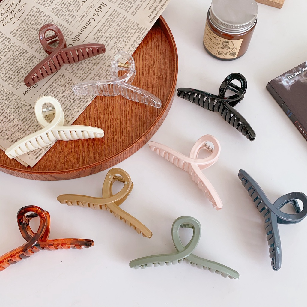 Kẹp Tóc Màu Trong Suốt Thiết Kế Đơn Giản Phong Cách Retro