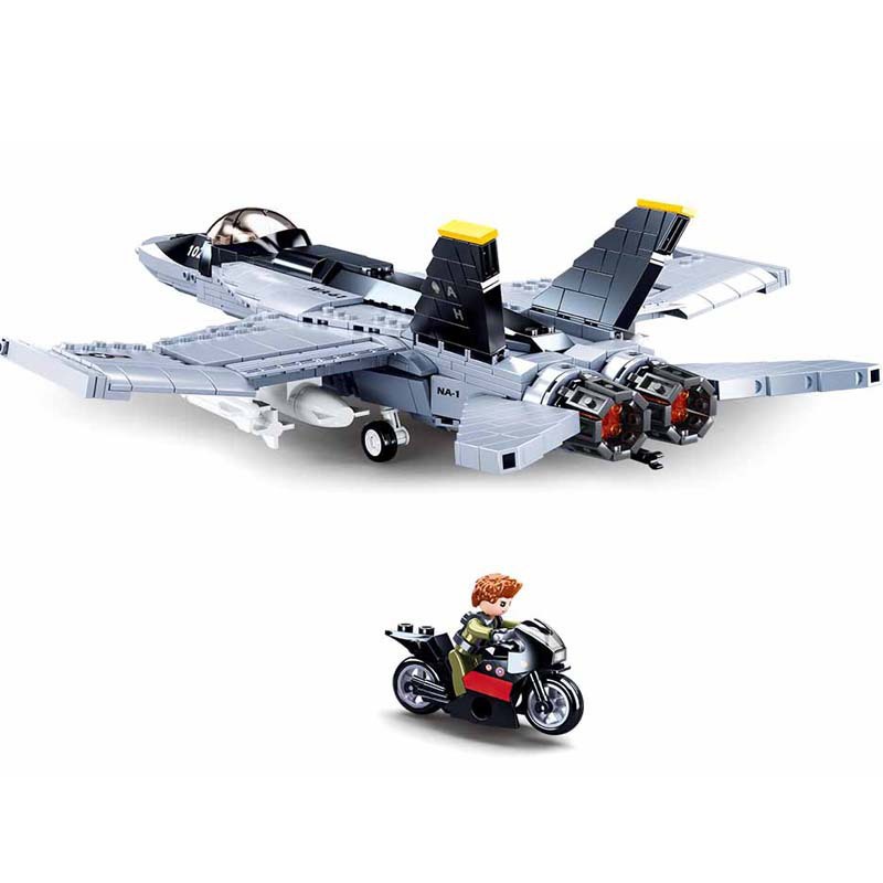 Đồ chơi Lắp Ráp Máy Bay Tiêm Kich F/A-18E, Sluban 0928 M38 Super Bumblebee, Xếp hình thông minh