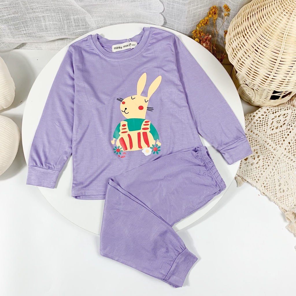 [SZ ĐẠI] Bộ Quần Áo Bé Gái, Bé Trai Minky Mom Vải Thun Lạnh Voi Hồng, Bộ Dài Tay Cho Bé Mặc Nhà Thu Đông MKMTD2206