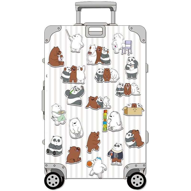 Bộ 37 Miếng Dán Trang Trí Điện Thoại/Va Ly Bằng PVC Chống Thấm Nước Họa Tiết We Bare Bears Dễ Thương