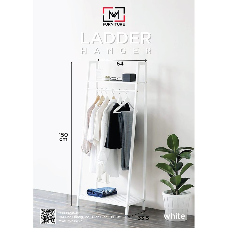 GIÁ TREO ĐỒ HÌNH THANG XUẤT KHẨU- LADDER HANGER FULL WHITE | BigBuy360 - bigbuy360.vn
