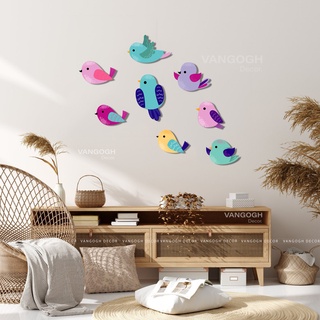 Bộ Tranh Chim dán tường size to, trang trí phòng khách, phòng ngủ, tranh dán tường có sẵn băng dính 3M