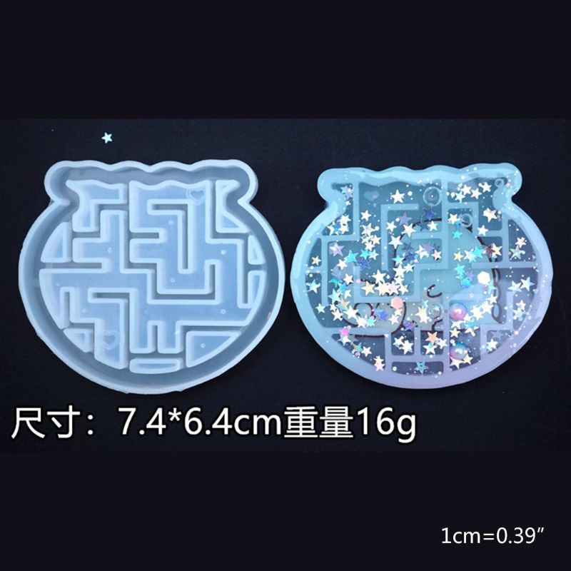 Khuôn Silicone Làm Mặt Dây Chuyền Hình Mê Cung 3D Chống Dính