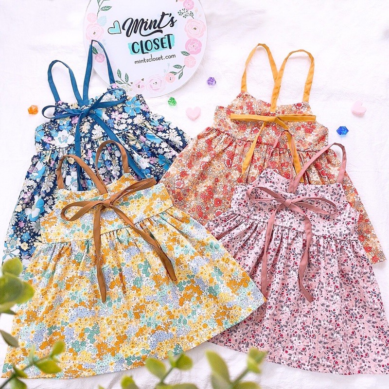 Váy Bé Gái 2 Dây Hoa Nhí Bé Gái Size 0 - 4 Tuổi MINTSCLOSET Mint's Closet - V580 - GV0066