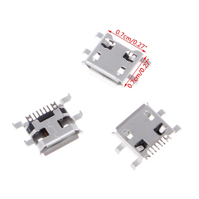 Set 10 Ổ Cắm Micro Usb Loại B 5 Pin 0.72mm Cho Điện Thoại / Máy Tính Bảng