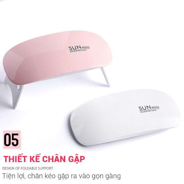 Máy hơ gel SUN MINI NAIL360 chuyên dùng cá nhân làm móng tay Đổi Mới Bảo Hành 30 ngày hơ sơn gel, base top gel, màu gels