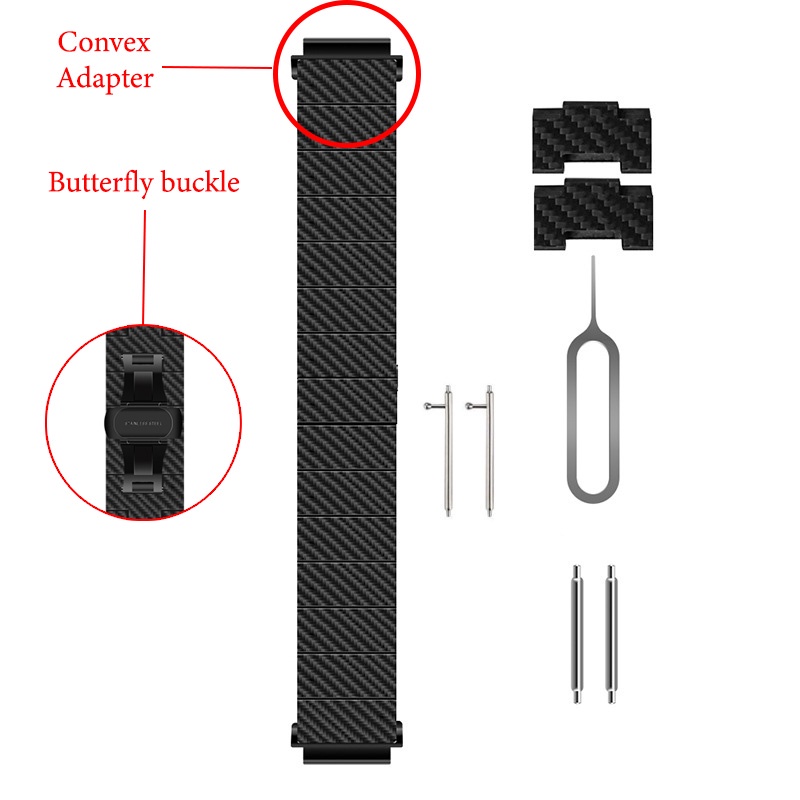 Dây Đeo Sợi Carbon 18/20/22mm Cho Đồng Hồ Thông Minh Huawei Watch Gt2