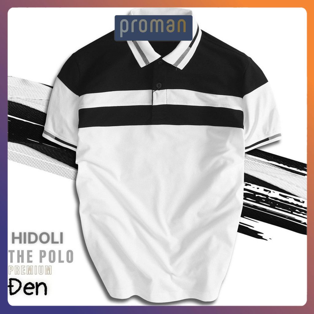 Áo Polo nam ngắn tay chất cotton cá sấu kẻ ngang, áo thun có cổ phối màu co dãn phong cách Hàn Quốc AT07 - PROMAN