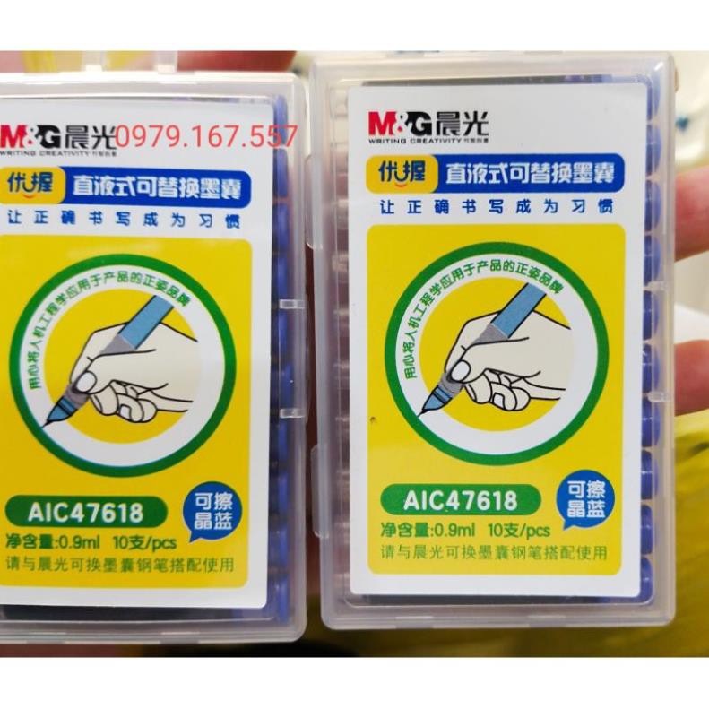 Hộp 10 ống mực cắm sẵn M&G xanh, đen