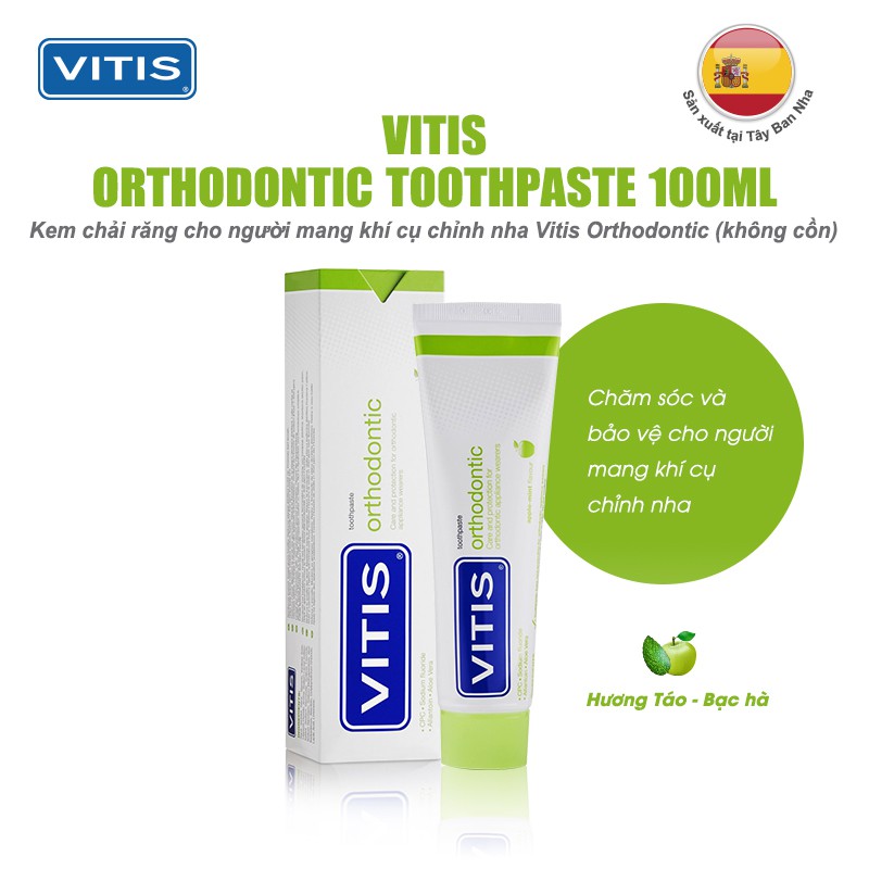 Kem đánh răng Vitis Orthodontic cho người chỉnh nha, niềng răng, mang khí cụ chỉnh nha Tuýp 100ml