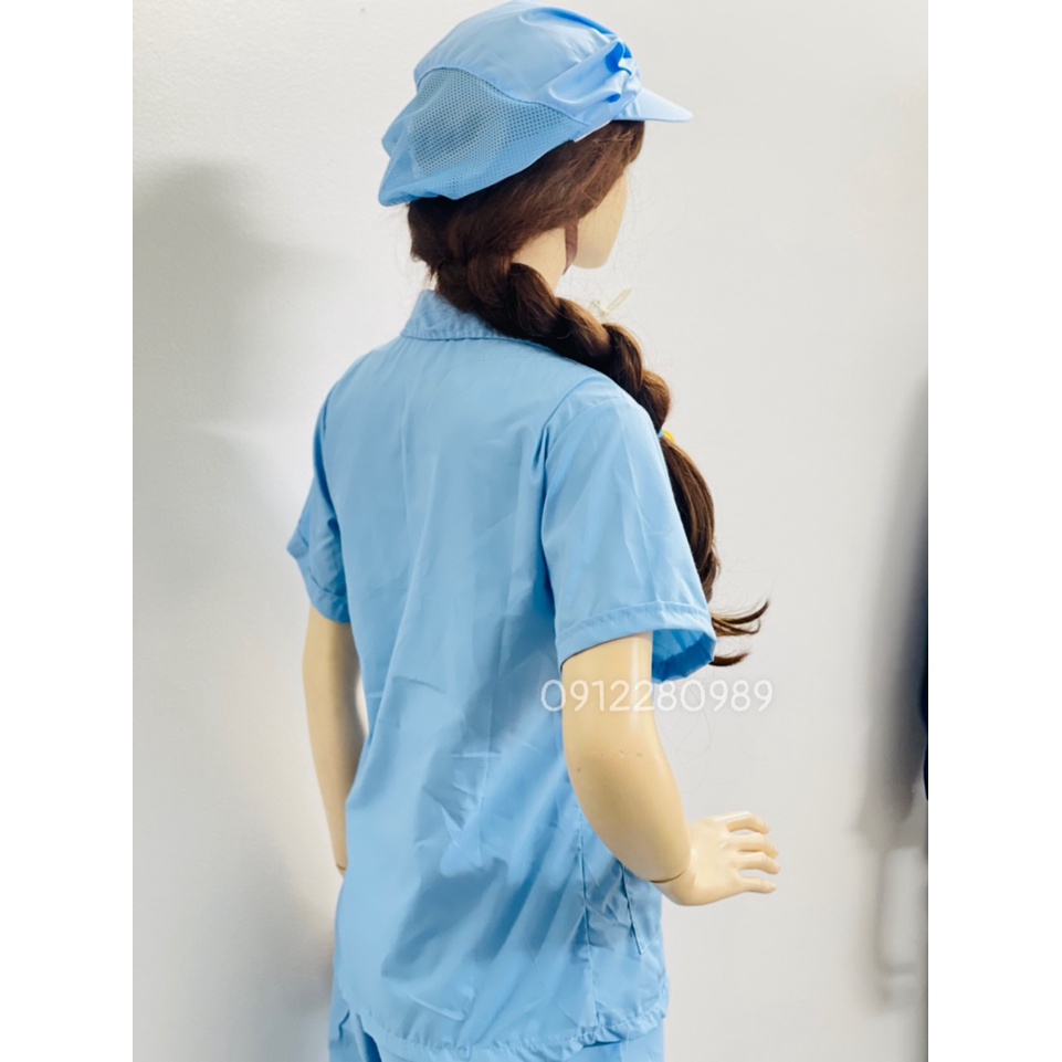 [Áo+Quần+Nón] Đồng Phục Thực Phẩm màu xanh ngắn tay _ Hình chụp thật