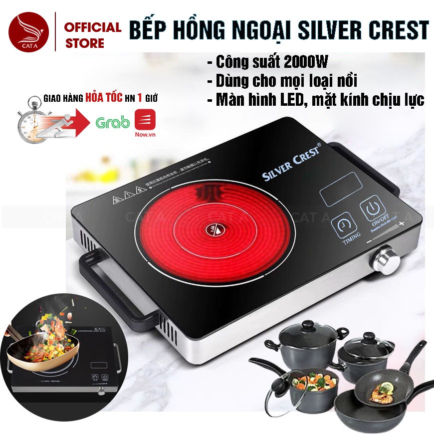 Bếp hồng ngoại SILVER CREST, bếp hồng ngoại đơn - Công Suất 2000W, mặt kính chịu nhiệt, chịu lực, không kén nồi !