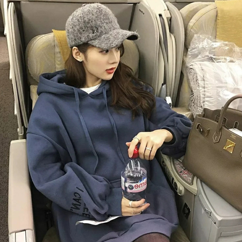 Áo Hoodie Dáng Rộng Thời Trang Thu Đông Hàn Quốc Cho Nữ