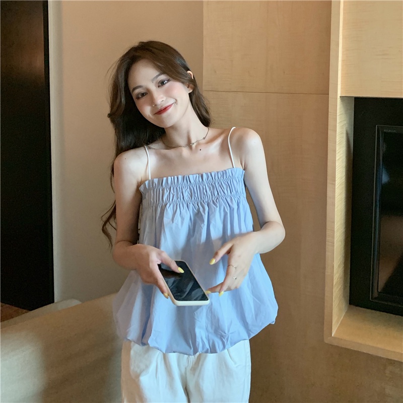 SUXI Áo Kiểu Không Tay Dáng Rộng Thiết Kế Đơn Giản Thời Trang Dành Cho Mùa Hè