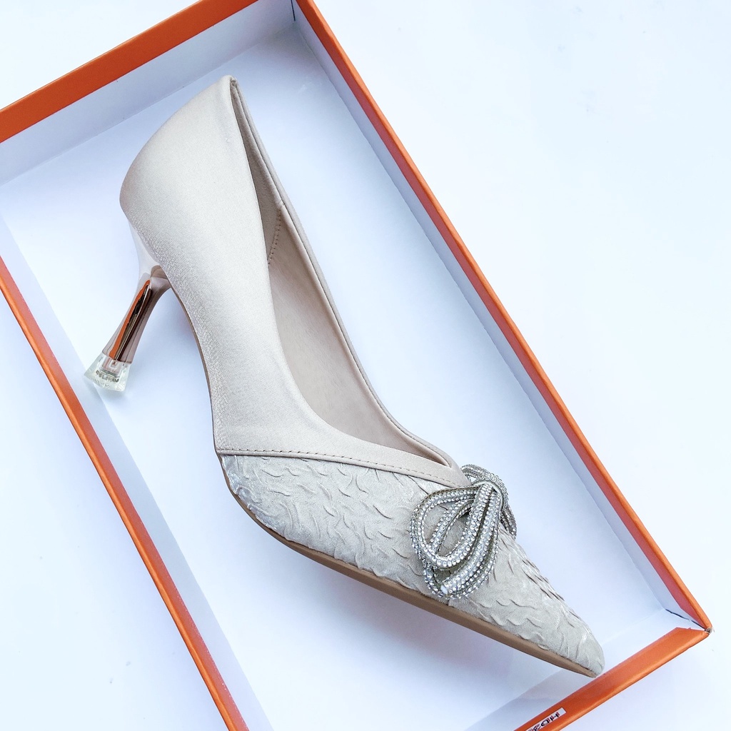 Giày Nữ Cao Cấp , Giày Cao Gót Nữ Mũi Nhọn, Đế Nhọn Cao 6P, Lụa Bọc Satin Cao Cấp, Kiểu Dáng Trẻ trung, Thoải mái-DA770