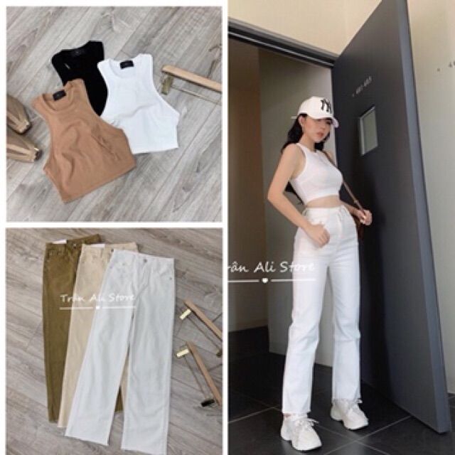 Áo crop top 3 lỗ siêu đẹp chất zip