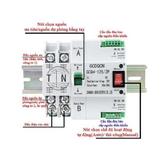 Cầu dao đảo chiều tự động ats 220v/100a, bộ đổi nguồn điện tự động