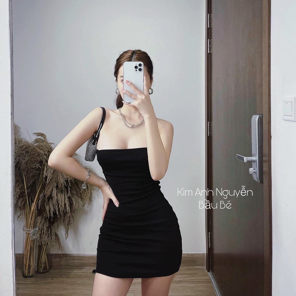 đầm body 2 dây bún ôm dáng chất bozip mềm u