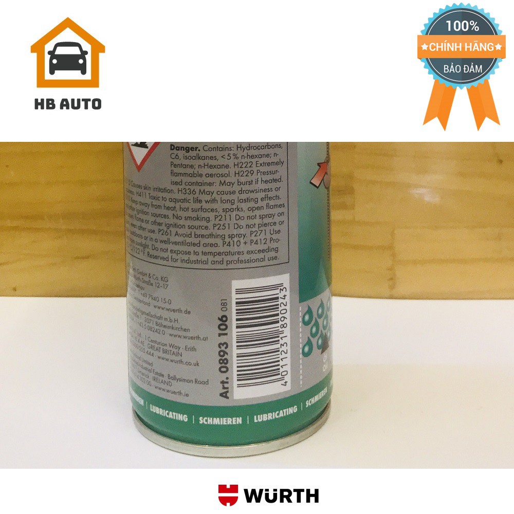 Mỡ Bò Nước Bôi Trơn Chịu Nhiệt Wurth HHS 2000 (500ml) 0893106. bôi trơn, chịu được rung động, chịu nhiệt , chịu được áp