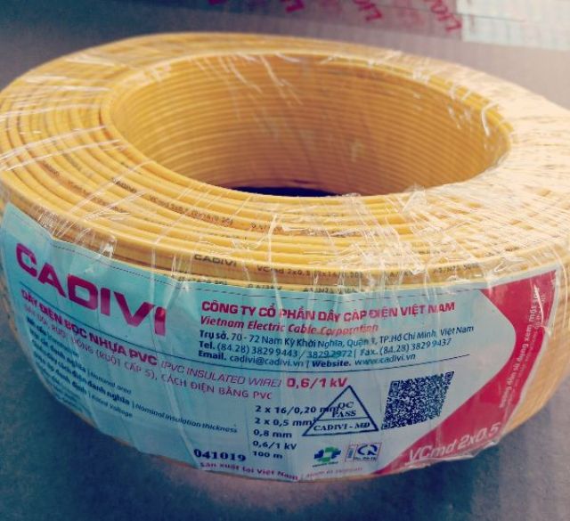 10mét Dây điện đôi cadivi 2x1.5/2x1.0/2x0.75/2x0.5