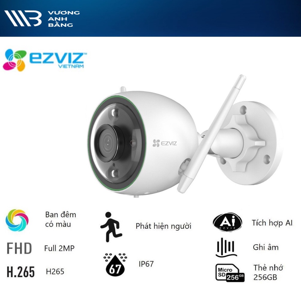 Camera IP Wifi HIK EZVIZ CS-C3N 1080P Thân (Có màu ban đêm)- Hàng Chính Hãng