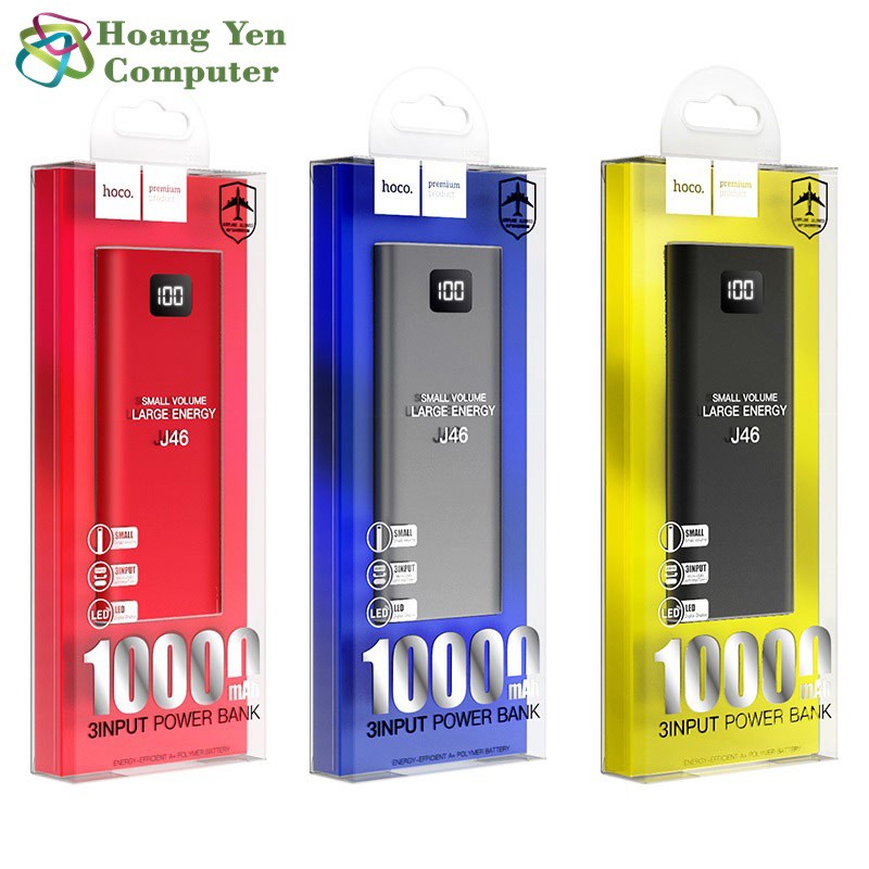 Sạc Dự Phòng 10000mAh Mini Hoco J46 3 Cổng Sạc Vào, 2 Cổng Sạc Ra - BH 1 Năm - Hoàng Yến Computer