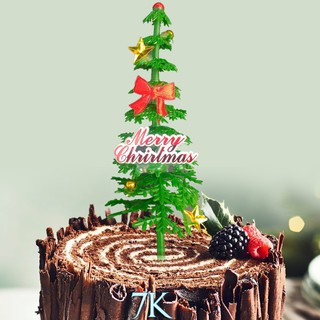 Cây thông xanh Merry Christmas trang trí bánh kem