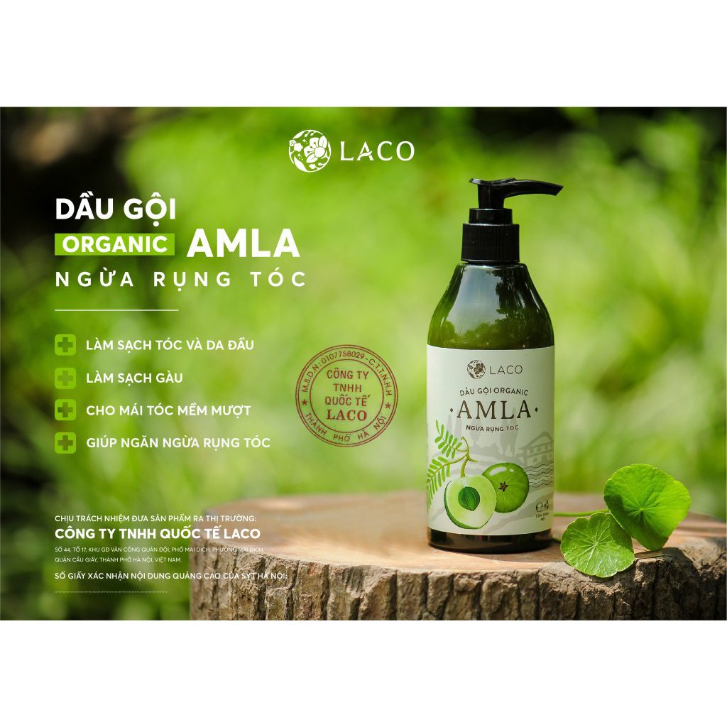 Dầu Gội Organic Amla - Laco - giảm rụng tóc - Cam kết chính hãng