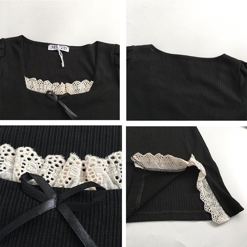 Đầm cổ vuông phối ren phong cách Pháp thời trang