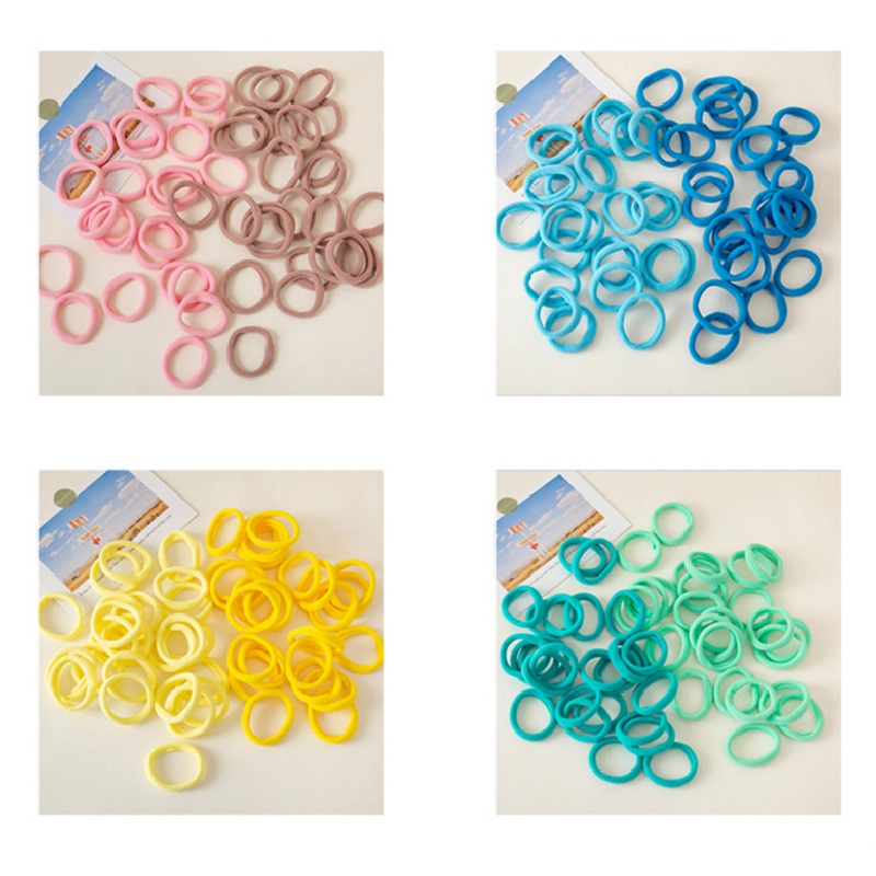Set 50 dây cột tóc màu gradient phong cách đơn giản xinh xắn cho nữ