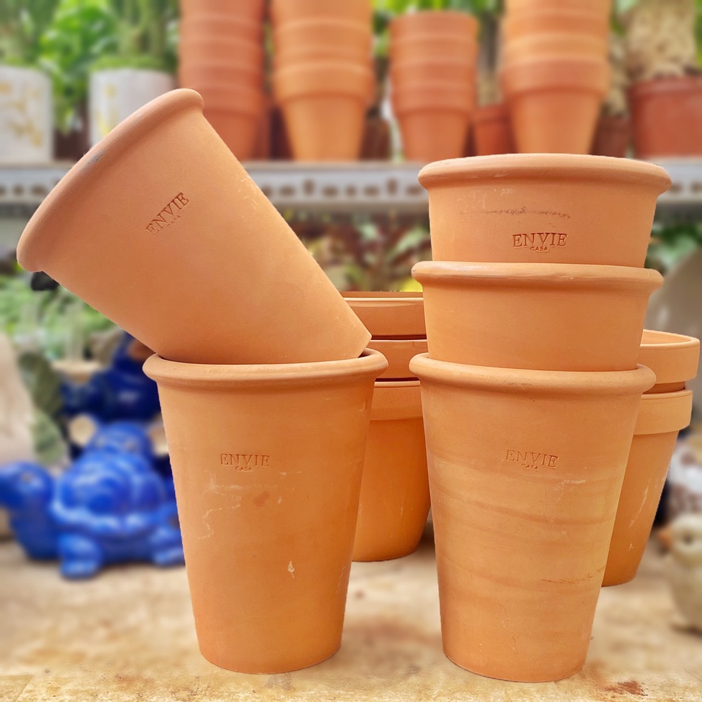 Combo 3 chậu đất nung Bình Dương ENVIE cao cấp kích thước 16*20cm trồng sen đá, cây cảnh nhỏ
