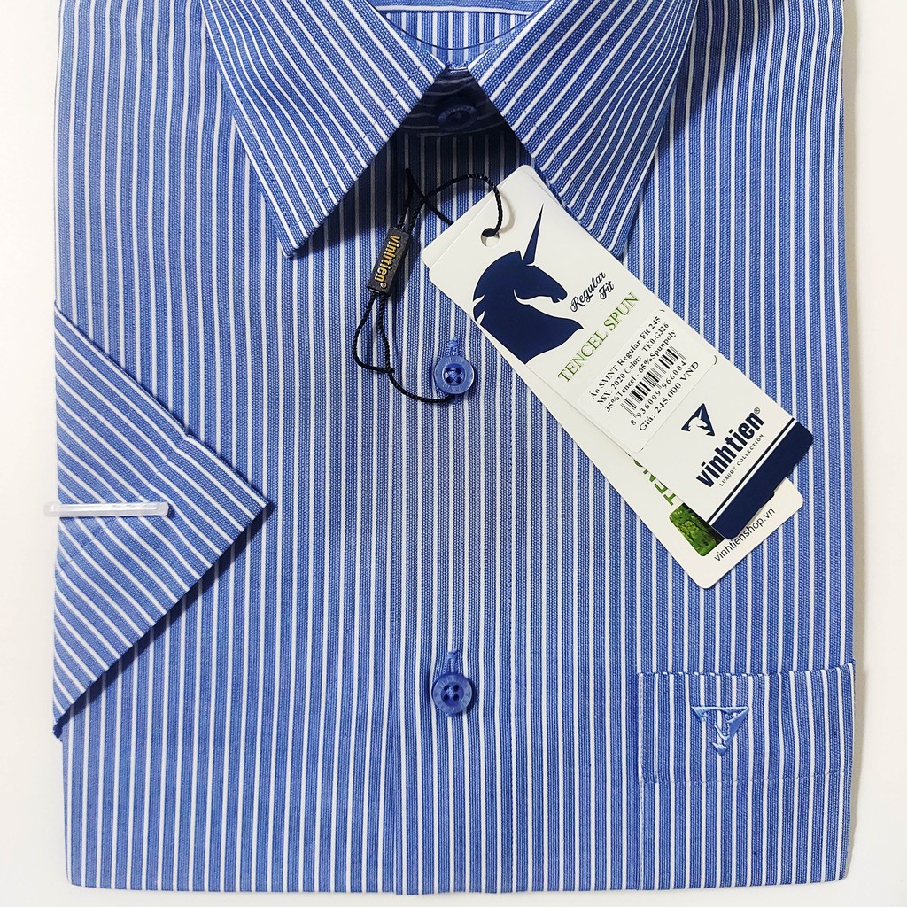 Áo sơ mi nam tay ngắn Vĩnh Tiến form regular vạt ngang 295 - G326