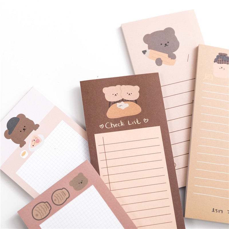 [Bujo]   Giấy note ghi chú gấu cute phong cách retro vintage sổ tay handmade