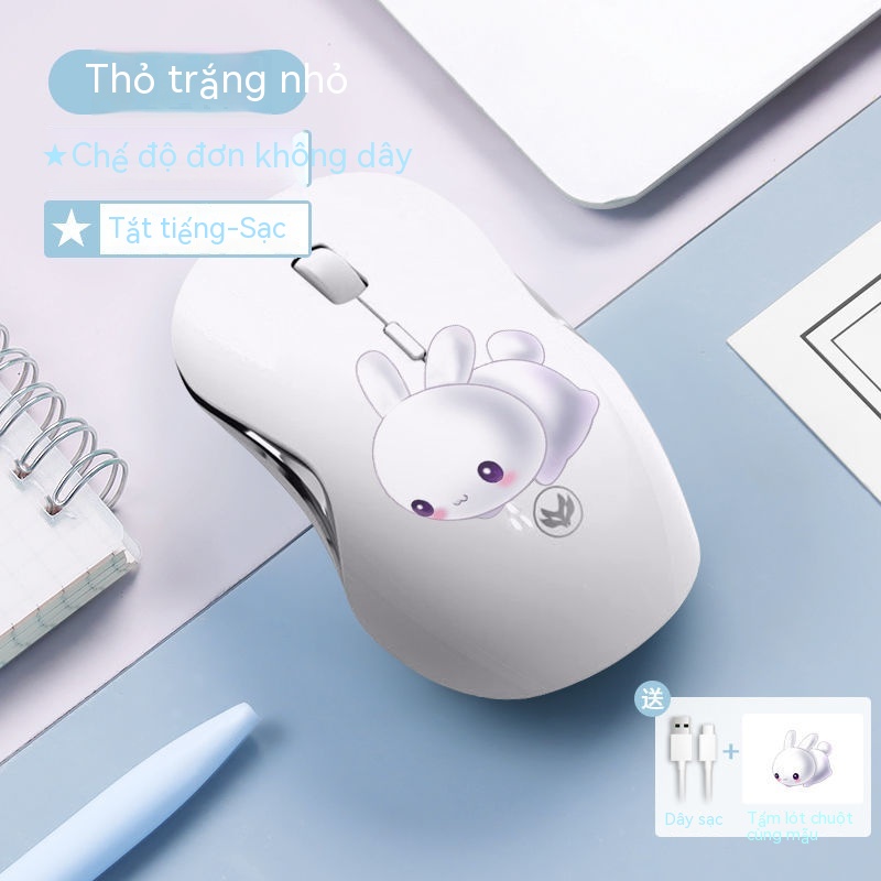 Chuột bluetooth không dây có thể sạc lại màu Morandi thích hợp cho máy tính để bàn máy tính xách tay macaron màu dễ thương cáp sạc câm