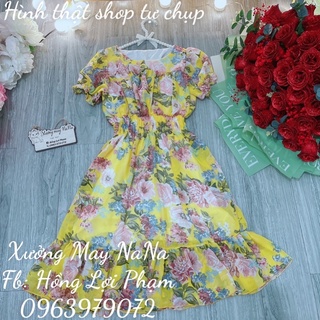 Đầm hoa nhí tay phồng đuôi cá (hình thật+video)