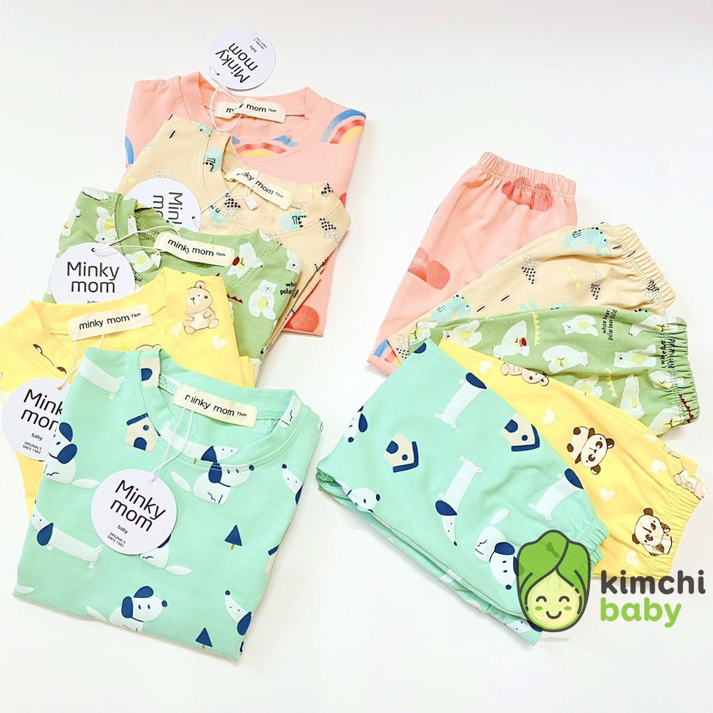 Bộ Dài Tay Cotton 100% Minky Mom Họa Tiết Cầu Vồng - Gấu Trúc - Khủng Long Dễ Thương Cho Bé MKM08 (Sz từ 7-19kg)