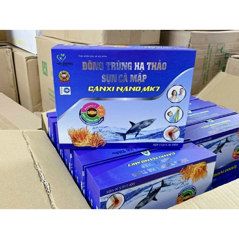 Viên Uống Đông Trùng Hạ Thảo Sụn Cá Mập Canxi Nano MK7- Bổ Sung Glucosamin Hỗ Trợ Giảm Thoái Hóa Khớp, Viêm Khớp
