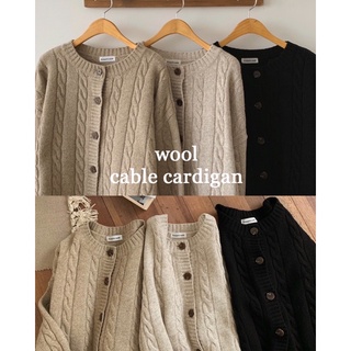 (SẴN ĐEN) Áo cardigan len cổ tròn, vặn thừng (có ảnh thật)