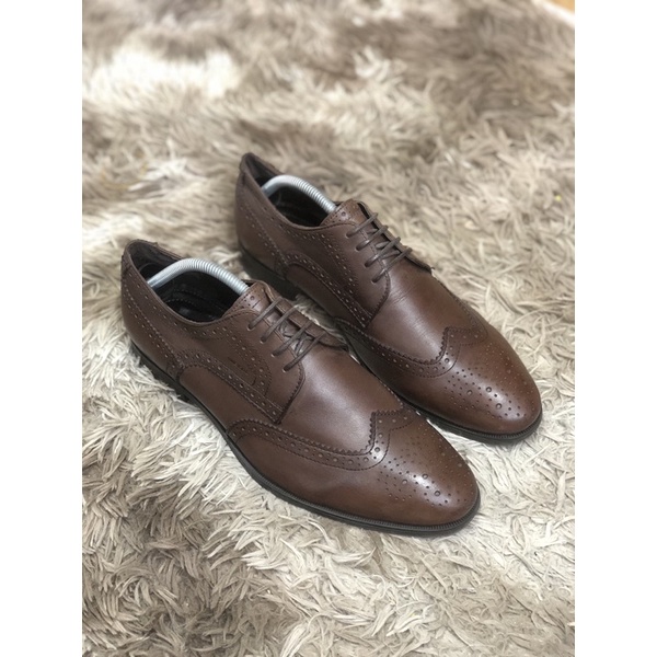 [TonaShoe] [Giày 2hand] [Size 42] Giày Wingtips Full Broughe Màu Đỏ Mận Đế Mềm