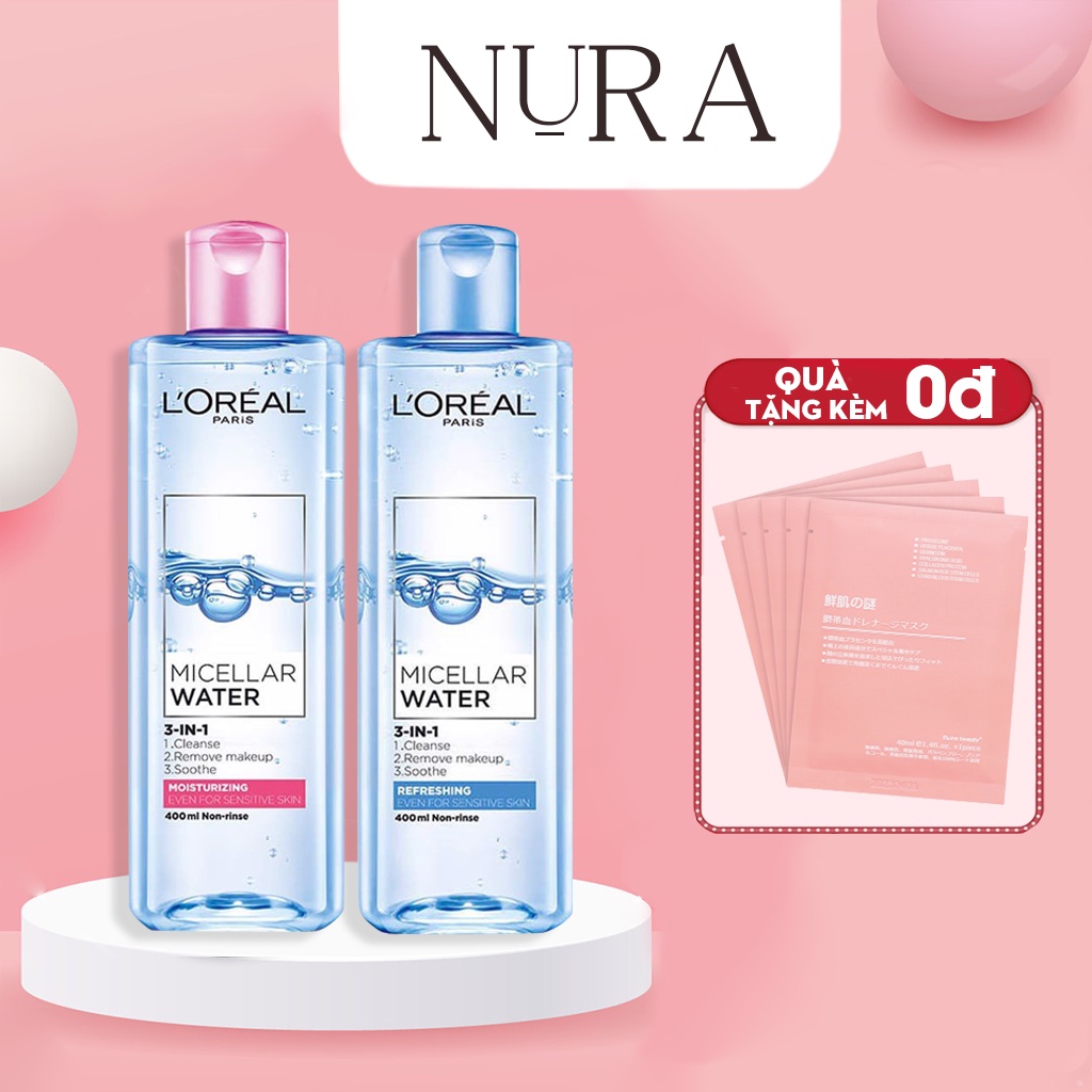 Nước tẩy trang L'Oreal Dưỡng Ẩm 3-in-1 Micellar Water Dành Cho Mọi Loại Da