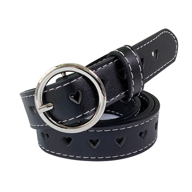 Thắt Lưng Khóa Tròn Phối Lỗ Thời Trang Hàn Quốc Đơn Giản Cho Nữ