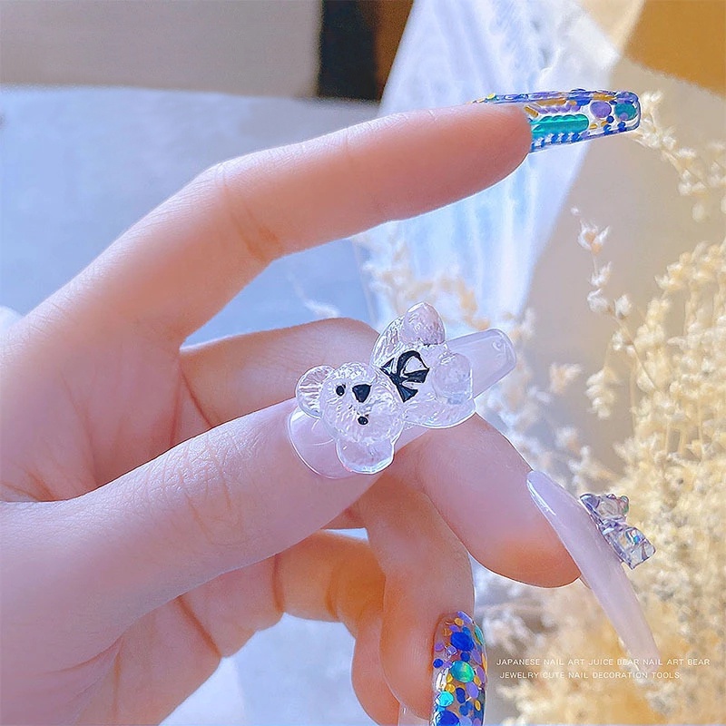 1 / 5 Phụ Kiện Trang Trí Móng Tay Hình Gấu 3D Dễ Thương