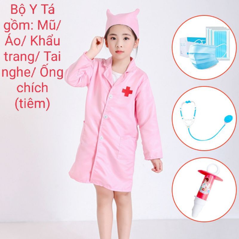 Bộ Đồ Hoá Trang Bác Sĩ, Y Tá Cực Dễ Thương Cho Trẻ Em Kèm Phụ Kiện