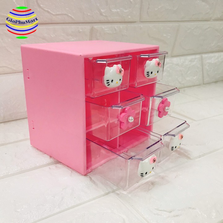 Tủ nhựa Hello Kitty 6 ngăn - Tủ đựng trang sức