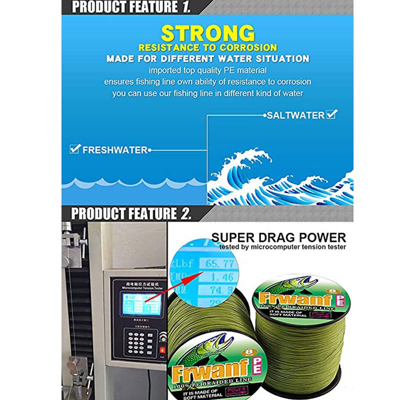 Cuộn Dây Câu Cá Bện 8 Sợi PE 500M 300M 1000M Siêu Chắc Chắn