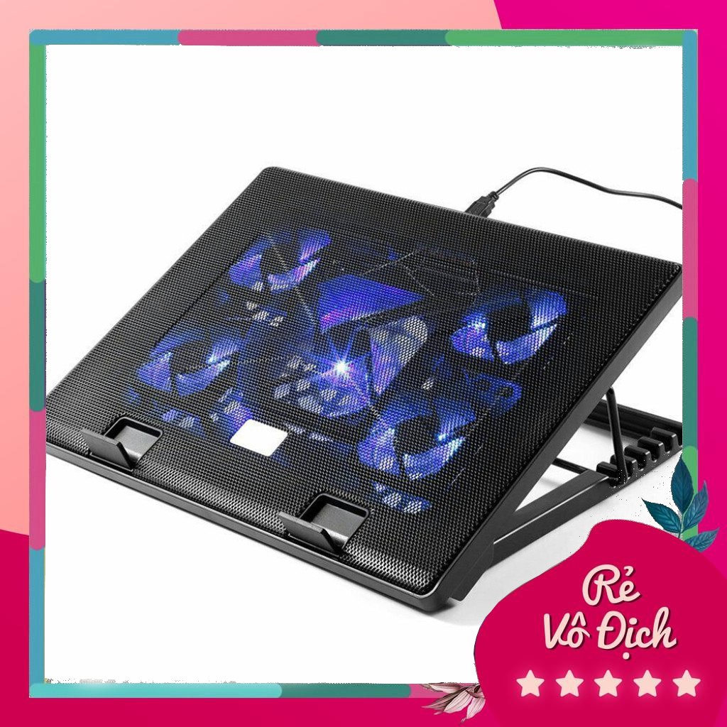 Đế tản nhiệt Cooler Pad S500 5 Fan siêu làm mát Laptop, đế nâng lên hạ xuống được