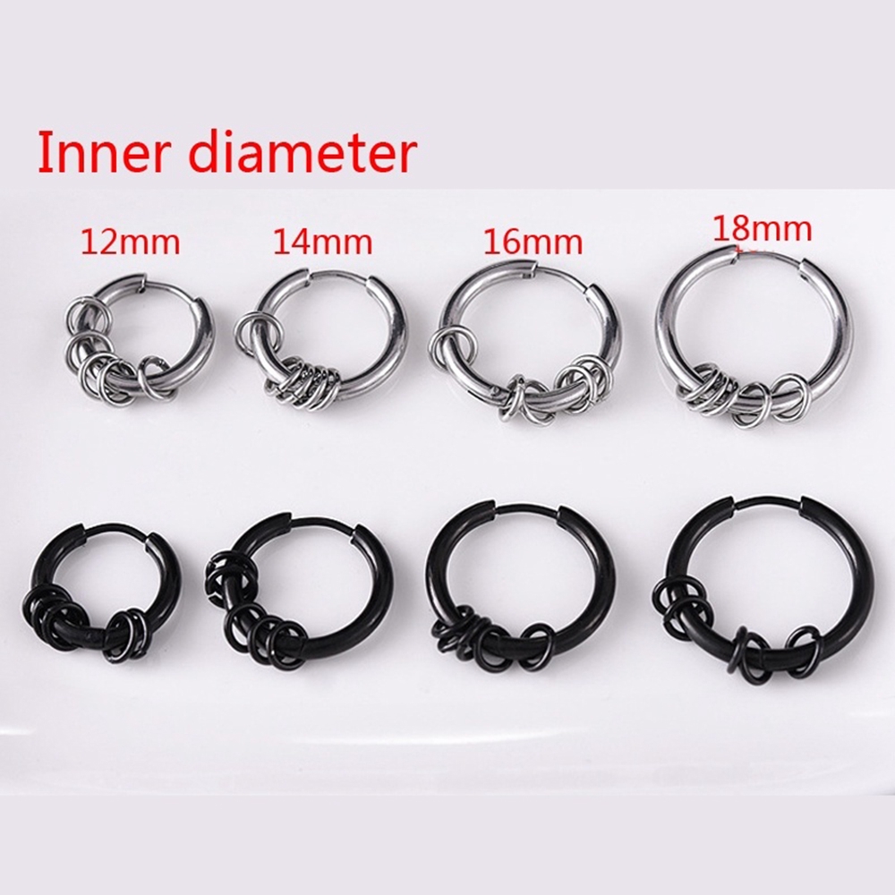 Bông tai thép titan dạng tròn 10-18mm cá tính thời trang dành cho cả nam và nữ
